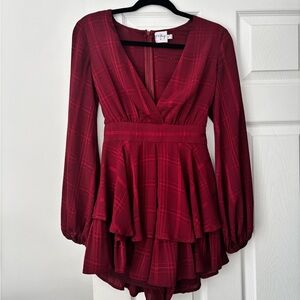 Princess Polly Red Fit and Flare Dress with Bishop Sleeves